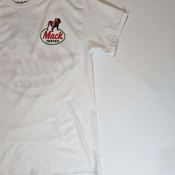 Mack Trucks Shirt Mens Medium White Bulldog Graphic Tee Back Print Logo Trucking - Picture 4 of 6